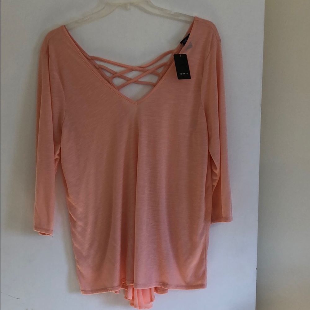Torrid peach chiffon top